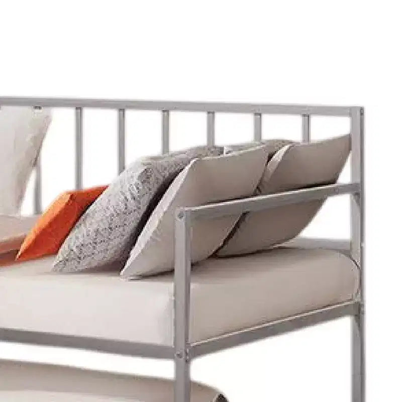 Lit de repos Royal Hampton avec lit gigogne escamotable, cadre métallique ajouré à lattes argentées