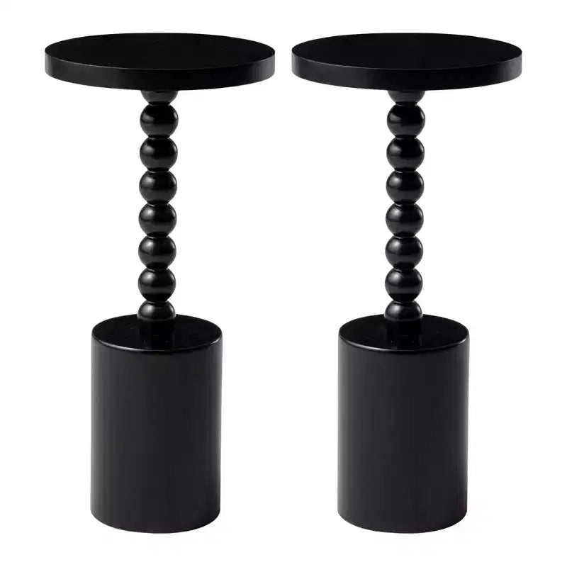 COZAYH Farmhouse Pedestal Side Table for Living Room & Bedrooms, Black, Set of 2