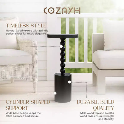 COZAYH Table d'appoint sur pied de ferme pour salon et chambres, noir, lot de 2