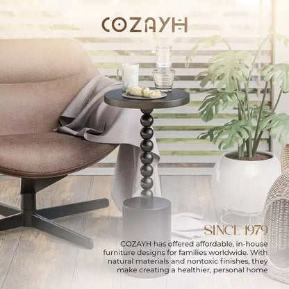 COZAYH Table d'appoint sur pied de ferme pour salon et chambres, noir, lot de 2
