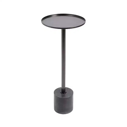 Kate and Laurel Vanora Metal and Marble Drink Table, 10x10x24, Pewter and Black