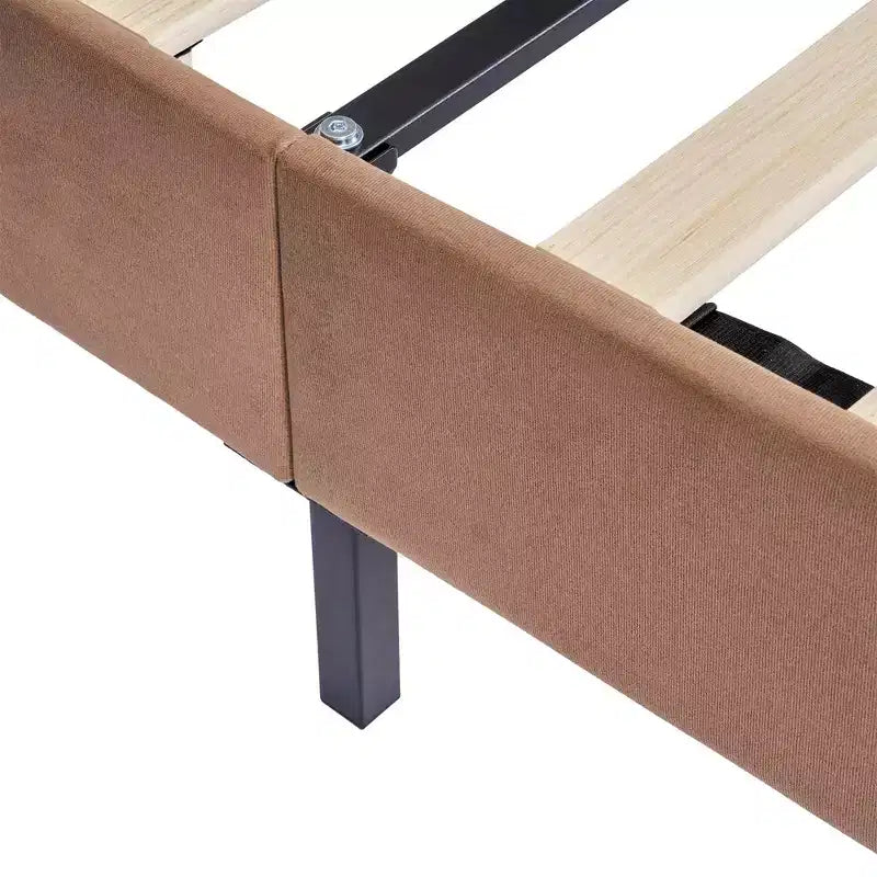 Cadre de lit pour enfant VECELO taille double marron, cadre de lit plateforme rembourré en bois en forme d'ours avec tête de lit réglable, pas besoin de sommier.