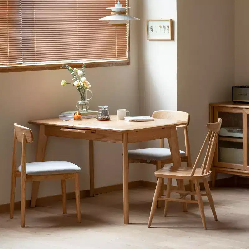 GDFStudio Isla Farmhouse Oak Wood Rectangular Extendable Dining Table with Rounded Corner Tabletop and Metal Slide
