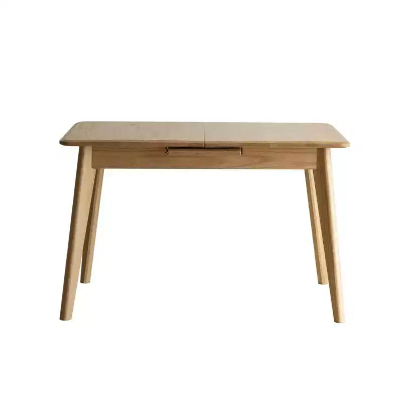GDFStudio Isla Table à manger rectangulaire extensible en bois de chêne vieilli avec plateau à coins arrondis et glissière en métal