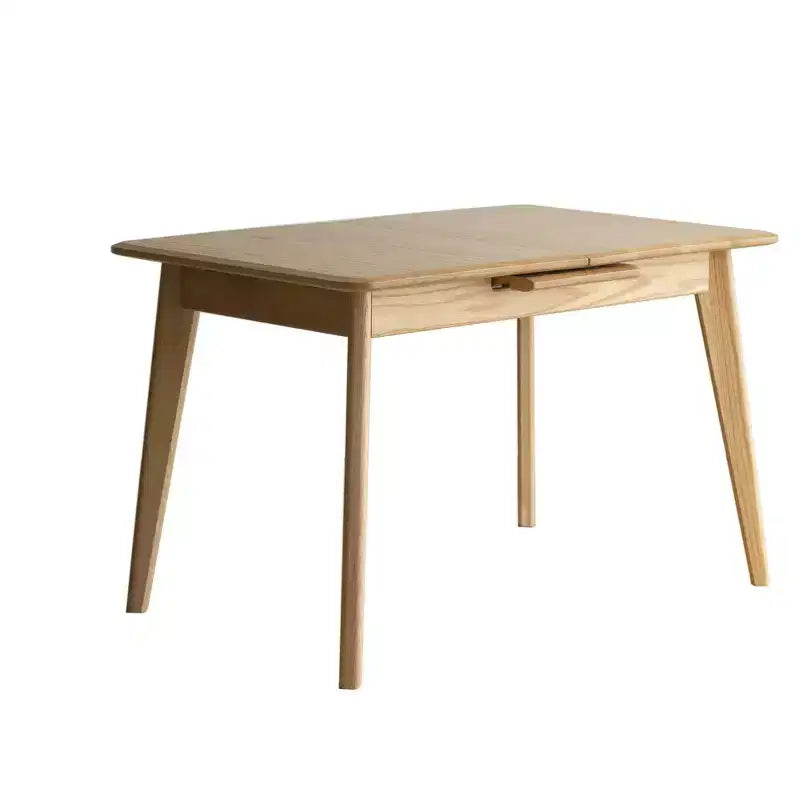 GDFStudio Isla Table à manger rectangulaire extensible en bois de chêne vieilli avec plateau à coins arrondis et glissière en métal