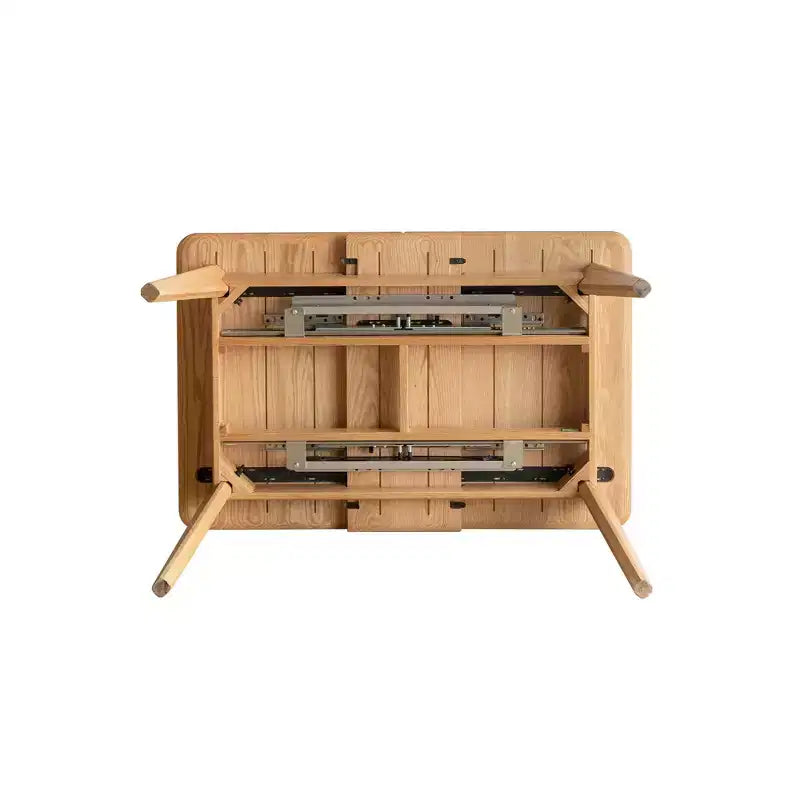 GDFStudio Isla Table à manger rectangulaire extensible en bois de chêne vieilli avec plateau à coins arrondis et glissière en métal