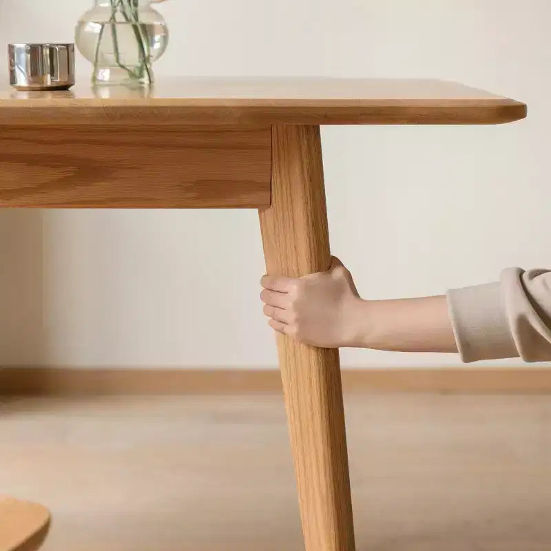 GDFStudio Isla Table à manger rectangulaire extensible en bois de chêne vieilli avec plateau à coins arrondis et glissière en métal