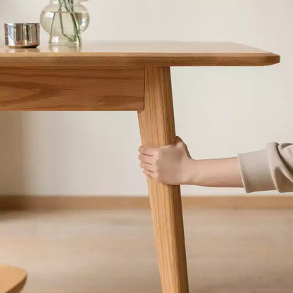 GDFStudio Isla Table à manger rectangulaire extensible en bois de chêne vieilli avec plateau à coins arrondis et glissière en métal
