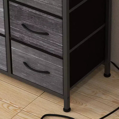 Commode de rangement à 10 tiroirs, meuble TV de 140 cm de large, commode en tissu avec prises de courant, cadre en acier robuste, grand meuble TV pour chambre et salon