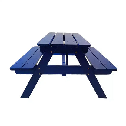 Ensemble table et chaises pour enfants Whisen, en bois massif naturel, facile à nettoyer, multifonctionnel pour le jeu, l'étude et l'extérieur - Bleu