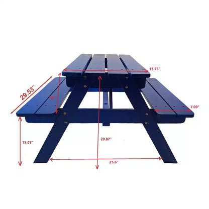 Ensemble table et chaises pour enfants Whisen, en bois massif naturel, facile à nettoyer, multifonctionnel pour le jeu, l'étude et l'extérieur - Bleu