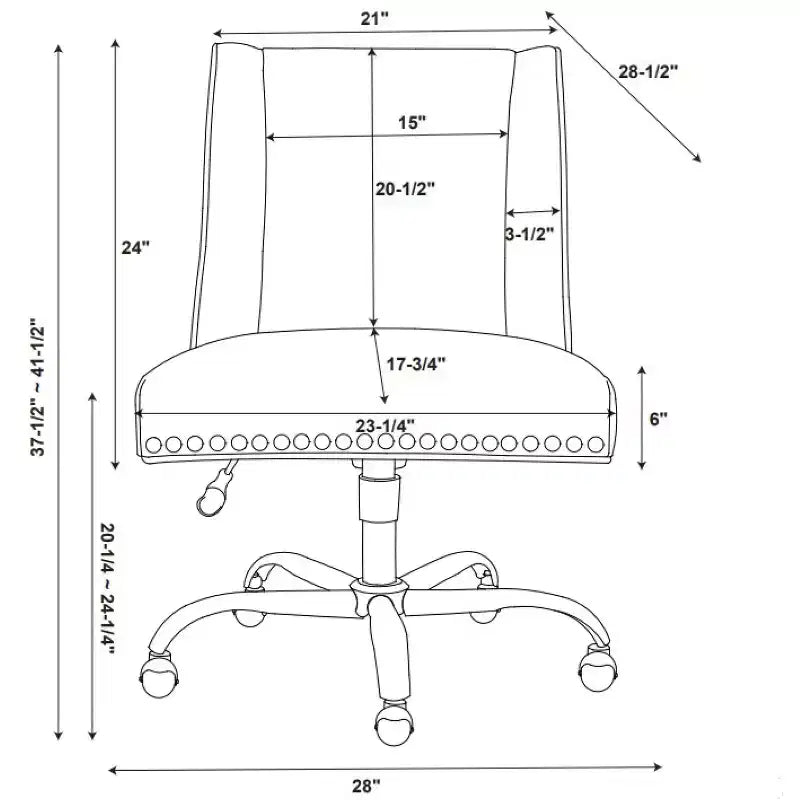 HomeStock Chaise de bureau en similicuir PU noir de 43 po de hauteur réglable avec inclinaison réglable