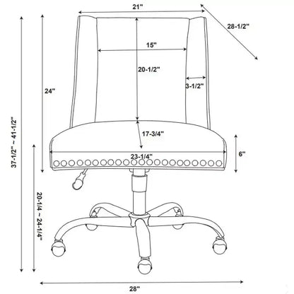 HomeStock Chaise de bureau en similicuir PU noir de 43 po de hauteur réglable avec inclinaison réglable