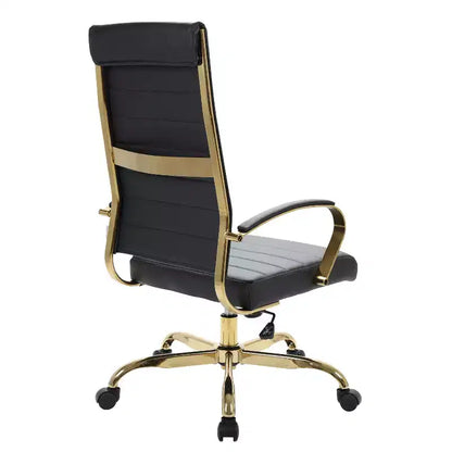 HomeStock Chaise de bureau ergonomique pivotante en similicuir bleu, réglable en hauteur, 96,5 cm de hauteur