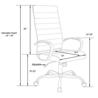 HomeStock Chaise de bureau ergonomique pivotante en similicuir bleu, réglable en hauteur, 96,5 cm de hauteur