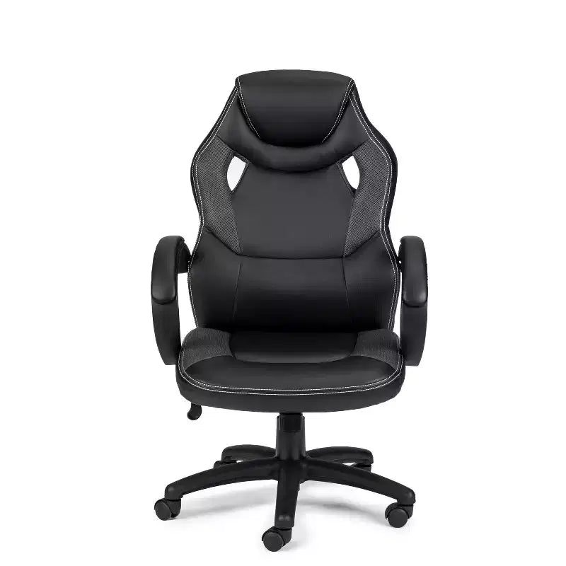 Chaise de bureau pivotante HomeStock de 96,5 cm de hauteur réglable en similicuir noir