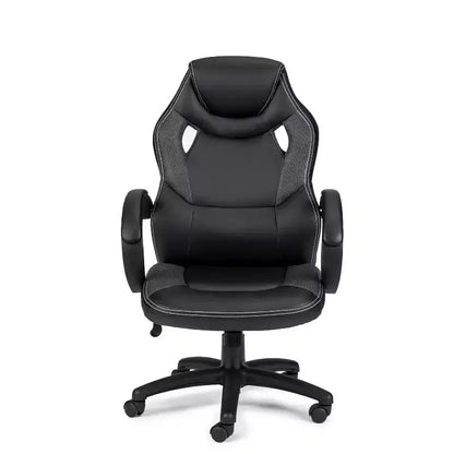Chaise de bureau pivotante HomeStock de 96,5 cm de hauteur réglable en similicuir noir