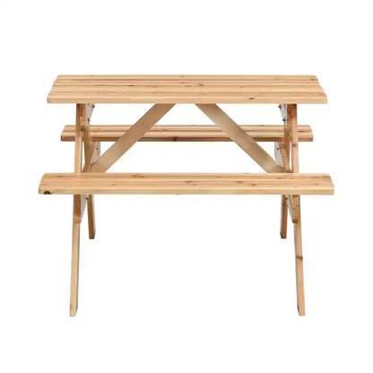 Ensemble table et chaises en bois massif durable pour enfants Whisen, surface facile à nettoyer, merveilleux cadeau pour les enfants - Naturel