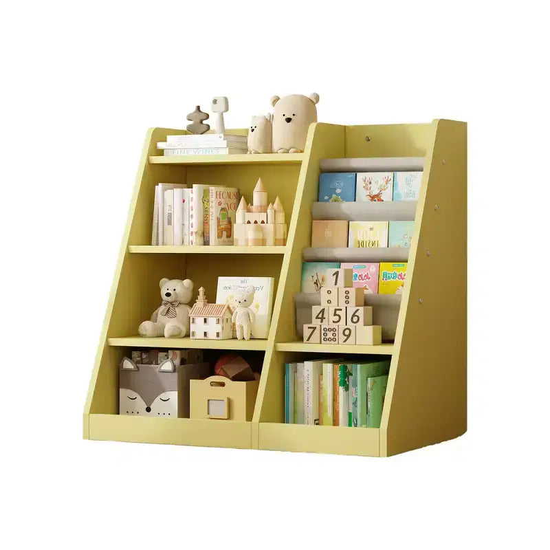 Étagère à livres 4 niveaux Whisen pour enfants, en bois composite robuste, 3 compartiments de rangement profonds en tissu, stimule la lecture et l'organisation