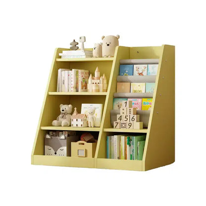 Étagère à livres 4 niveaux Whisen pour enfants, en bois composite robuste, 3 compartiments de rangement profonds en tissu, stimule la lecture et l'organisation