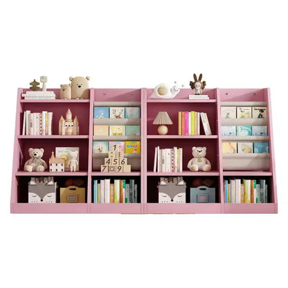 Étagère à livres 4 niveaux Whisen pour enfants, en bois composite robuste, 3 compartiments de rangement profonds en tissu, stimule la lecture et l'organisation