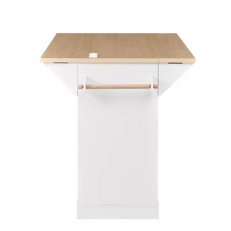 GDFStudio Lumi Îlot de cuisine multifonctionnel et extensible avec 5 roulettes, 2 portes et 3 tiroirs