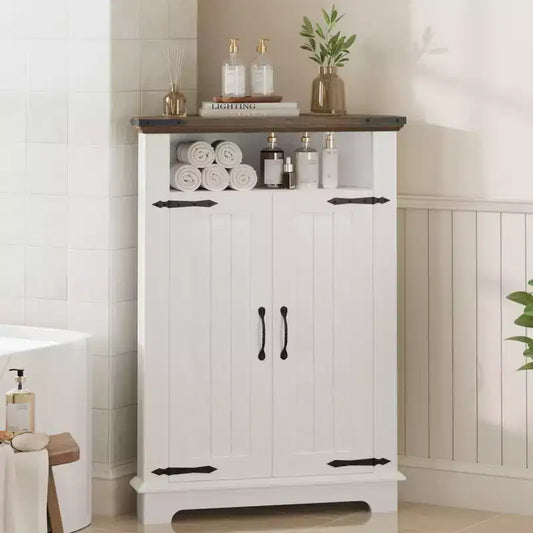 American Country Corner Storage Cabinet Versatile Storage for Multiple Scenarios Bathroom, Kitchen, and Living Room Storage Solution