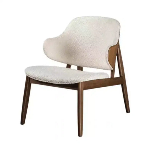 Fauteuil Royal Hampton, Tissu Boucle Beige Dossier Ailé, Bois Noyer Marron