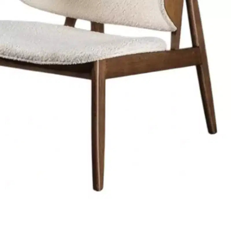 Fauteuil Royal Hampton, Tissu Boucle Beige Dossier Ailé, Bois Noyer Marron