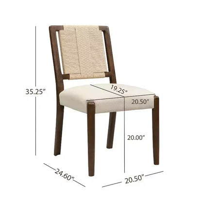 Christopher Knight Home Benitez Chaise de salle à manger en bois d'hévéa rembourrée avec dossier en corde tressée (lot de 2)