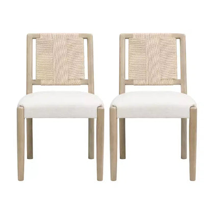 Christopher Knight Home Benitez Chaise de salle à manger en bois d'hévéa rembourrée avec dossier en corde tressée (lot de 2)