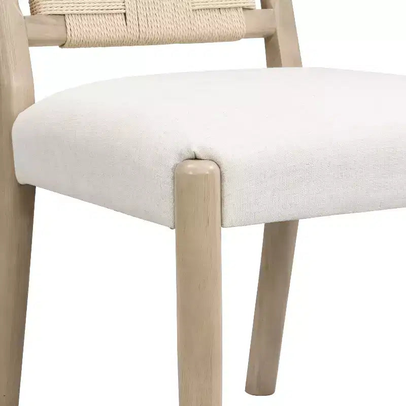 Christopher Knight Home Benitez Chaise de salle à manger en bois d'hévéa rembourrée avec dossier en corde tressée (lot de 2)
