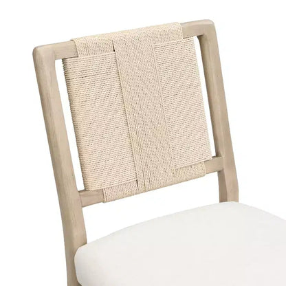 Christopher Knight Home Benitez Chaise de salle à manger en bois d'hévéa rembourrée avec dossier en corde tressée (lot de 2)