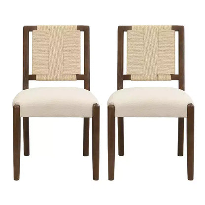 Christopher Knight Home Benitez Chaise de salle à manger en bois d'hévéa rembourrée avec dossier en corde tressée (lot de 2)