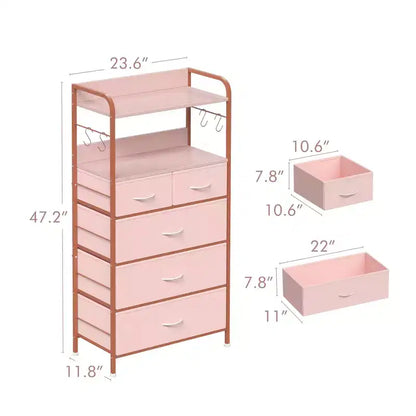 Commode à 5 tiroirs, Commode de chambre, Commodes et chiffonniers, Unité de rangement verticale en tissu pour placard, couloir, salon