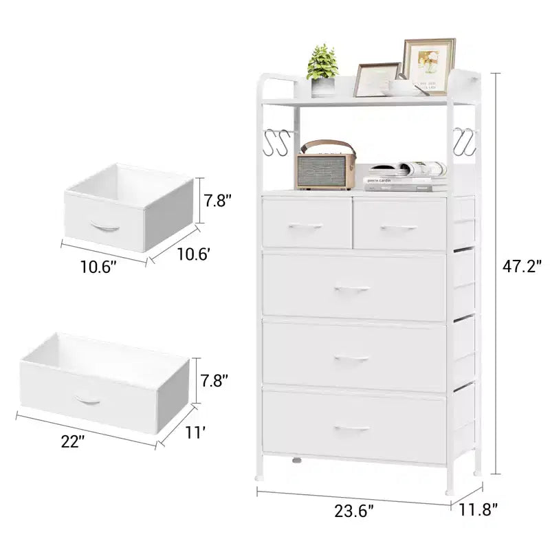 Commode à 5 tiroirs, Commode de chambre, Commodes et chiffonniers, Unité de rangement verticale en tissu pour placard, couloir, salon