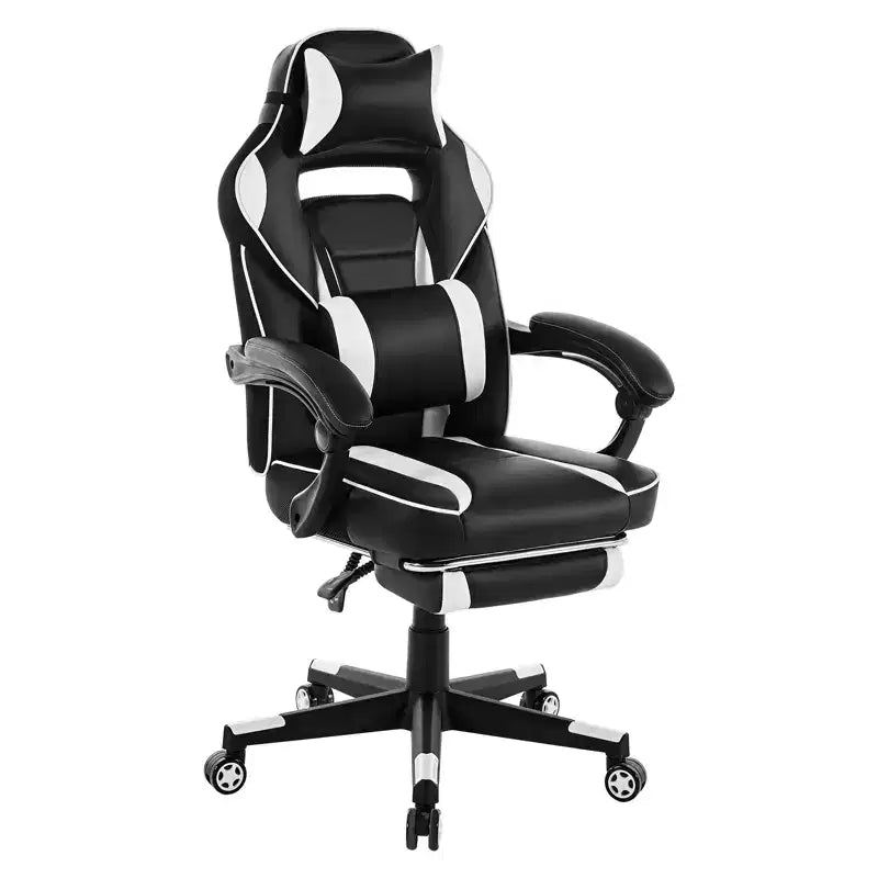 COZONY Chaise de bureau haute, Fauteuil de jeu de direction en cuir à dossier haut avec repose-pieds, Chaise d'ordinateur ergonomique avec support lombaire, appui-tête pivotant à 360°