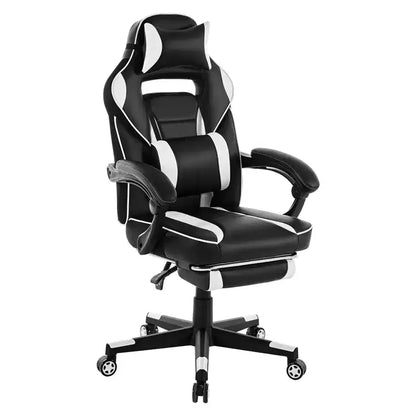 COZONY Chaise de bureau haute, Fauteuil de jeu de direction en cuir à dossier haut avec repose-pieds, Chaise d'ordinateur ergonomique avec support lombaire, appui-tête pivotant à 360°