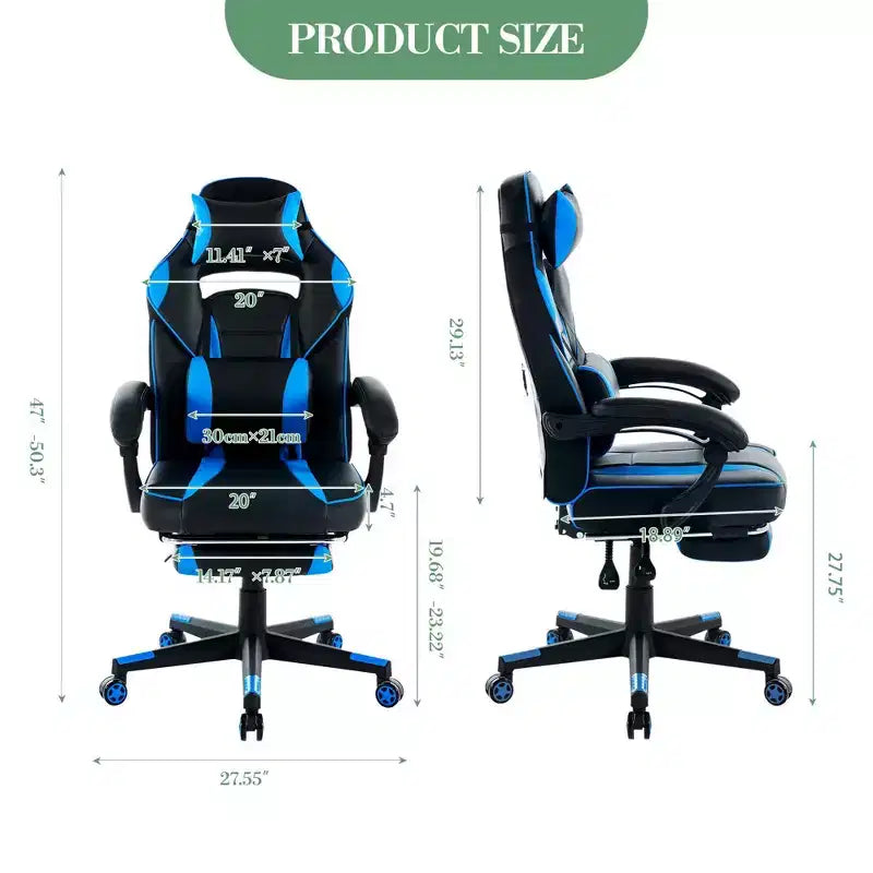 COZONY Chaise de bureau haute, Fauteuil de jeu de direction en cuir à dossier haut avec repose-pieds, Chaise d'ordinateur ergonomique avec support lombaire, appui-tête pivotant à 360°