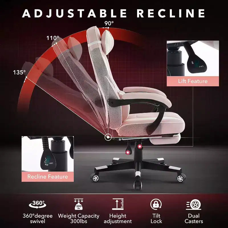 COZONY Chaise de bureau haute, Fauteuil de jeu de direction en cuir à dossier haut avec repose-pieds, Chaise d'ordinateur ergonomique avec support lombaire, appui-tête pivotant à 360°