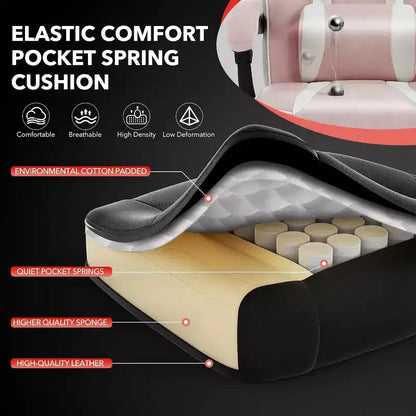 COZONY Chaise de bureau haute, Fauteuil de jeu de direction en cuir à dossier haut avec repose-pieds, Chaise d'ordinateur ergonomique avec support lombaire, appui-tête pivotant à 360°