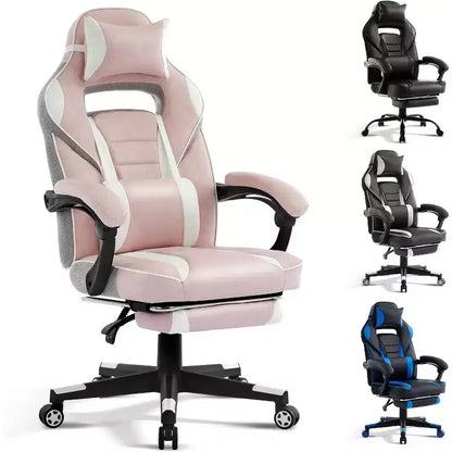 COZONY Chaise de bureau haute, Fauteuil de jeu de direction en cuir à dossier haut avec repose-pieds, Chaise d'ordinateur ergonomique avec support lombaire, appui-tête pivotant à 360°
