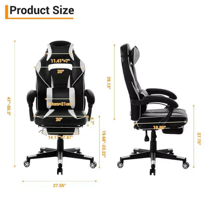 COZONY Chaise de bureau haute, Fauteuil de jeu de direction en cuir à dossier haut avec repose-pieds, Chaise d'ordinateur ergonomique avec support lombaire, appui-tête pivotant à 360°