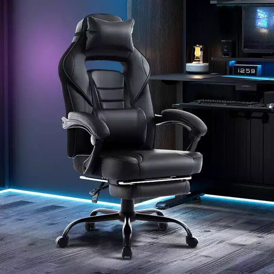 COZONY Tall Office Chair, High Back Leather Executive Gaming Chair with Footrest, Ergonomic Computer Chair with Lumbar Support, Headrest 360 Swivel