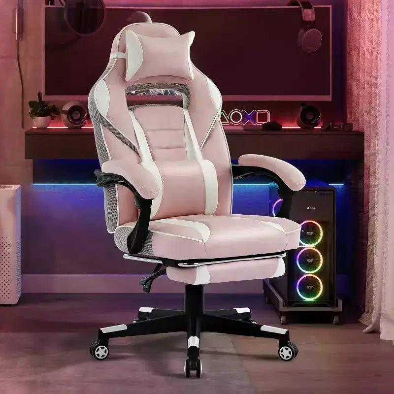 COZONY Chaise de bureau haute, Fauteuil de jeu de direction en cuir à dossier haut avec repose-pieds, Chaise d'ordinateur ergonomique avec support lombaire, appui-tête pivotant à 360°