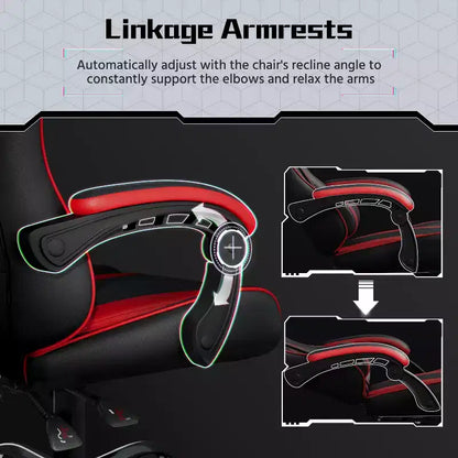 Chaise de jeu ergonomique Yaheetech en cuir PU, chaise de bureau exécutive avec accoudoirs rembourrés
