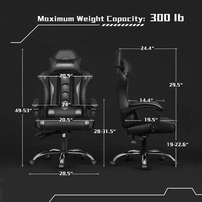 Chaise de jeu ergonomique Yaheetech en cuir PU, chaise de bureau exécutive avec accoudoirs rembourrés