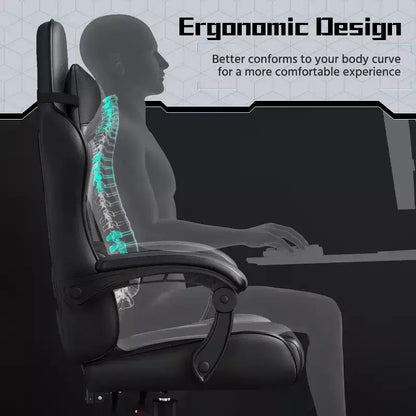 Chaise de jeu ergonomique Yaheetech en cuir PU, chaise de bureau exécutive avec accoudoirs rembourrés