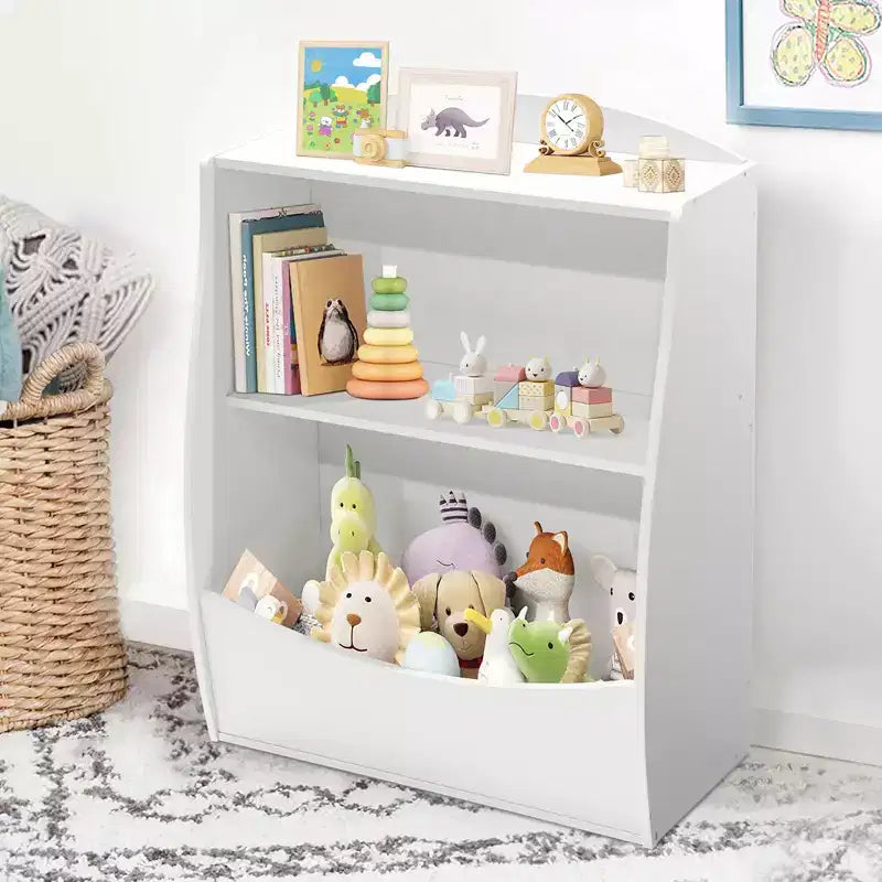 Organisateur de rangement, bibliothèque enfant en bois à 2 niveaux, étagère multi-casier, armoire de rangement pour chambre d'enfant, maternelle, école