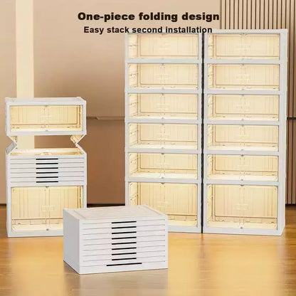 Meuble à chaussures empilable avec portes et roulettes 6 niveaux, 12 paires Idéal pour les couloirs, les salons et les dressings